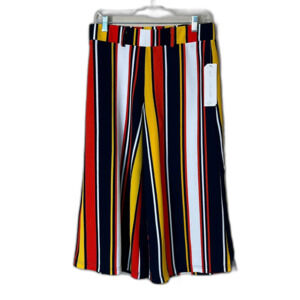 NWT Almost Famous Bold Striped Pull on Culottes Palazzo Pants Large Funky
